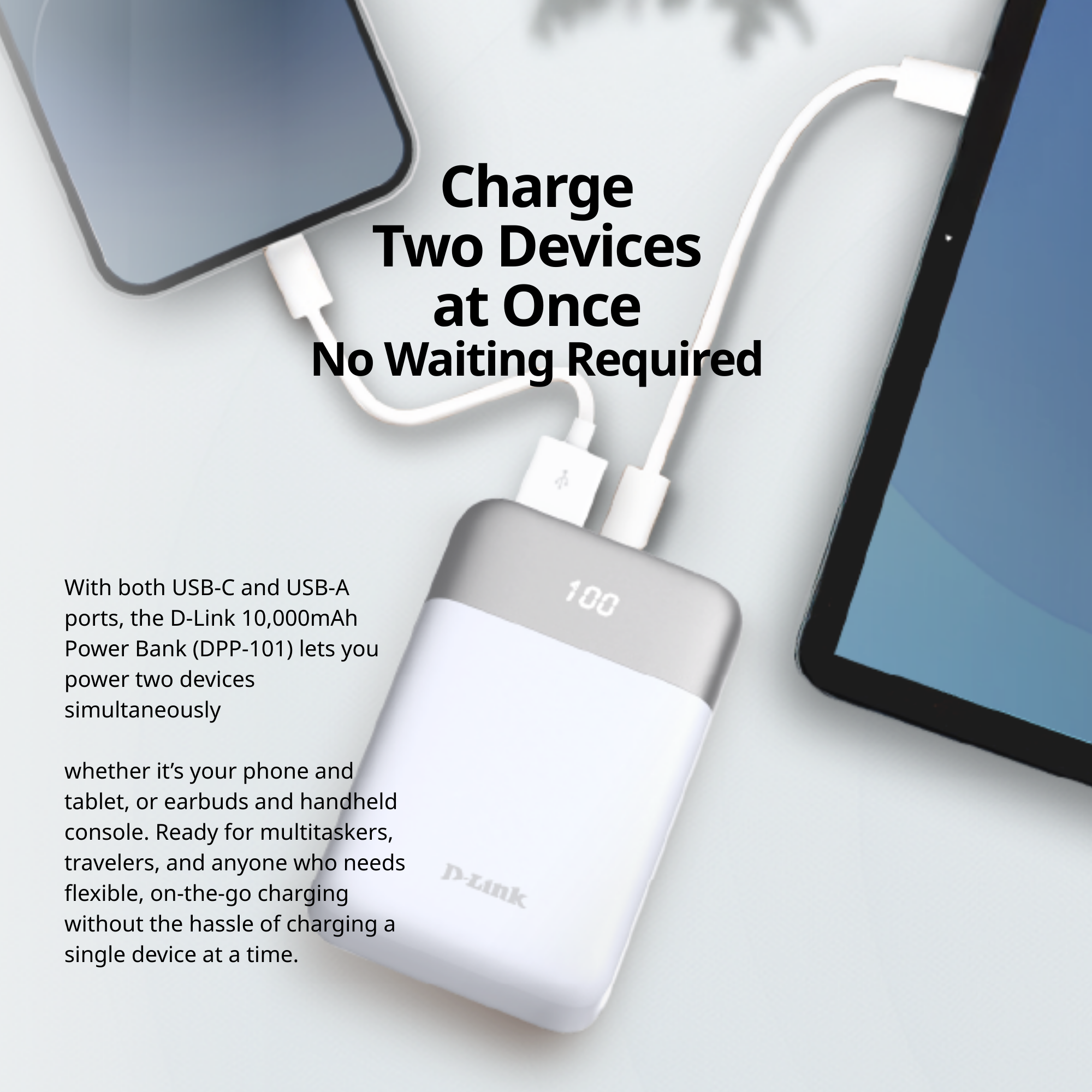 10000mAh PowerBank with USB-C & USB-A Ports