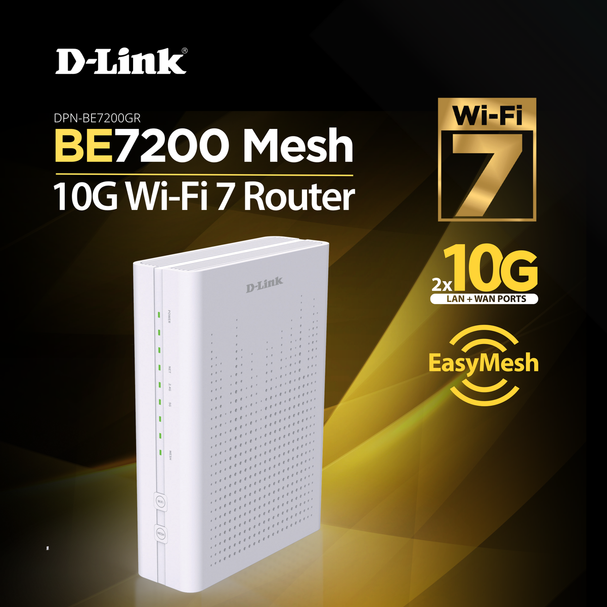 BE7200 Wi-Fi 7 4x4, 10Gx2 Gigabit Mesh Router