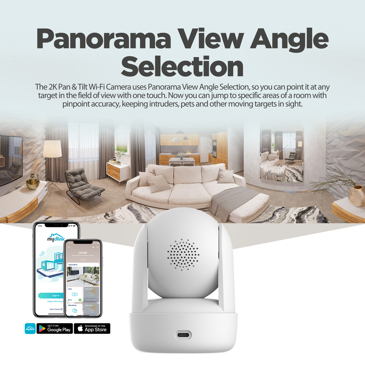 2K Pan & Tilt Wi-Fi Camera