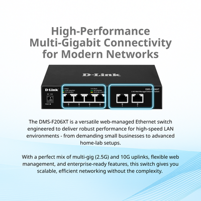 6-Port - 2x10G, 4x2.5G Web Managed Ethernet Switch