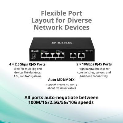 6-Port - 2x10G, 4x2.5G Web Managed Ethernet Switch