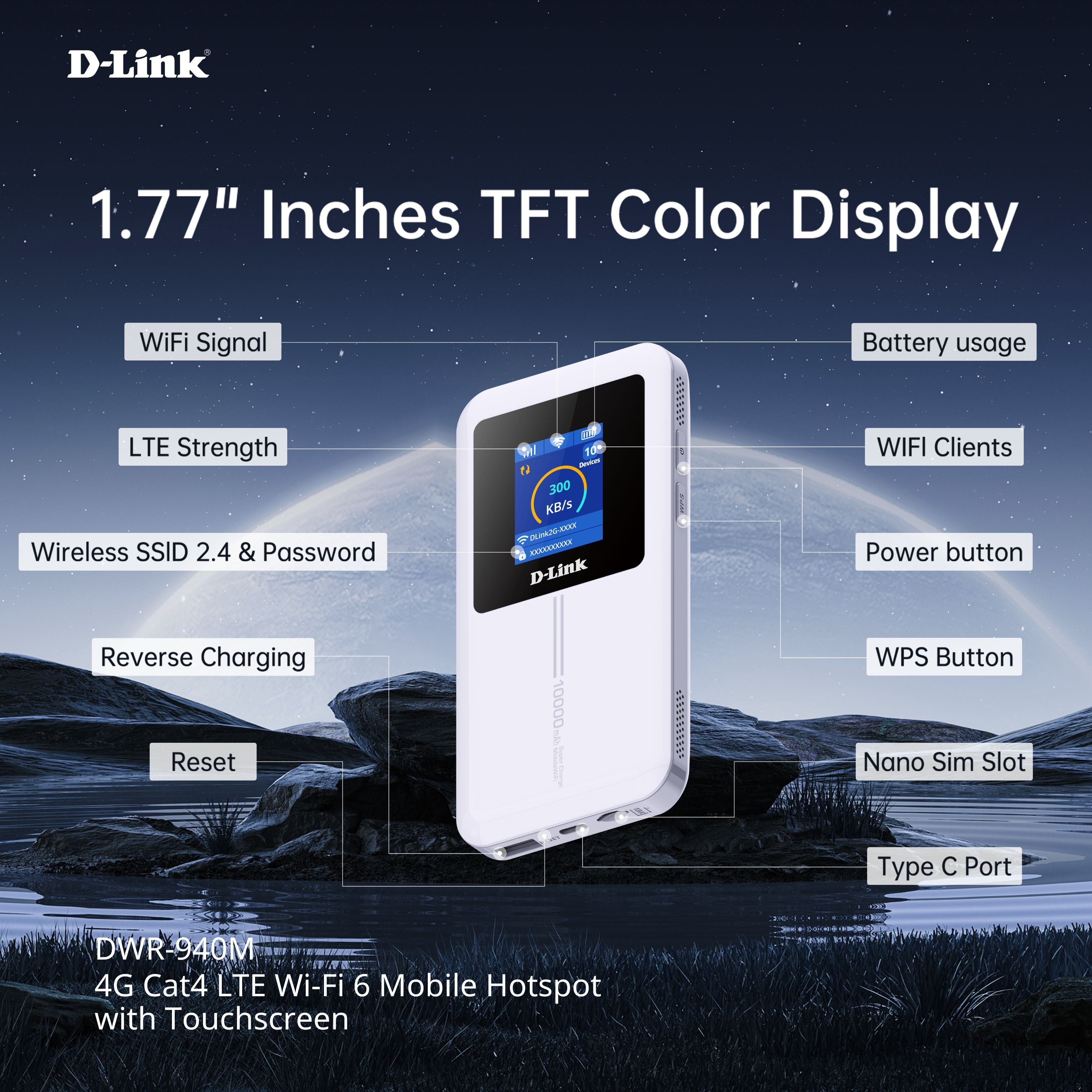 4G LTE Cat4 Wi-Fi 6 Mobile Wi-Fi Hotspot