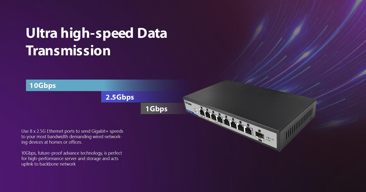 9-Port 2.5G/10G Multi-Gigabit (MG) Desktop Switch | DMS-F109XS