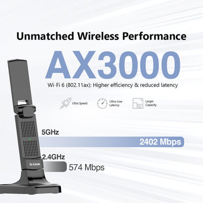 Wireless AX3000 Wi-Fi 6 High Gain USB 3.0 Adapter